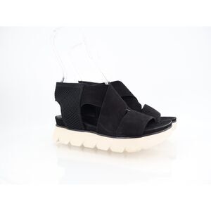 Eileen Fisher Womens Chant Sandals Sport Strappy Black Leather Platform Size 8.5